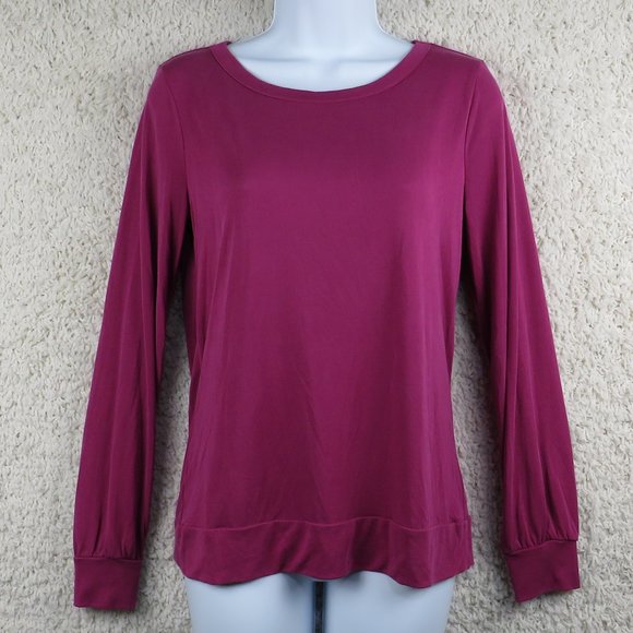 LOFT* Women's‎ Long Sleeve Crew Neck Straight Hem Low Crossbody Back Blouse~ XS - Picture 1 of 10